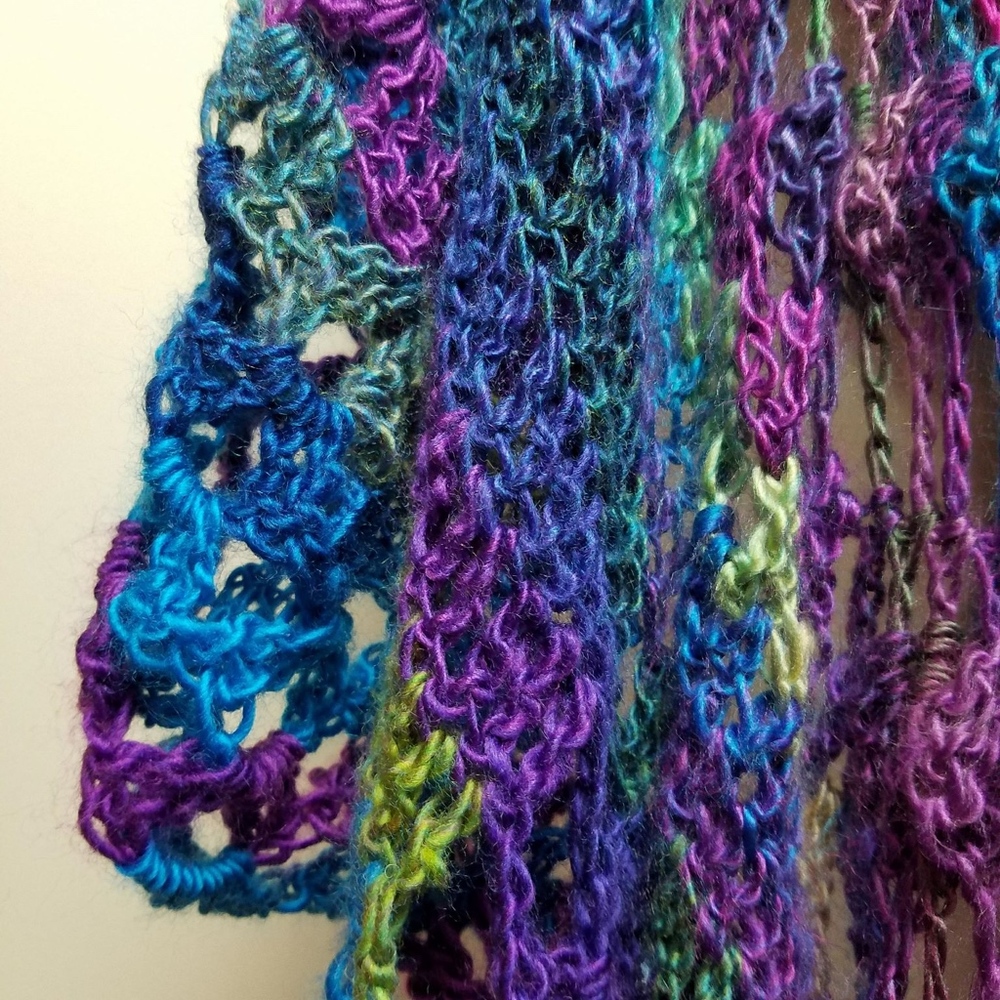 🌈ONE IN STOCK🌈 Boho Festival Rainbow Mandala Vest Lisa Frank Jacket Cardigan - Picture 6 of 8